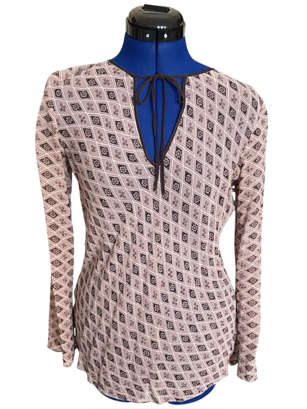 Max Studio Silk Sheer Boho Blouse with Flare Sleeves Y2K